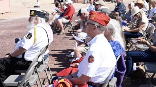 Veterans attend the dedication ceremony for a monumentat the Red Cliffs Rifle & Pistol Range, Hurricane, Utah, May 23, 2026.