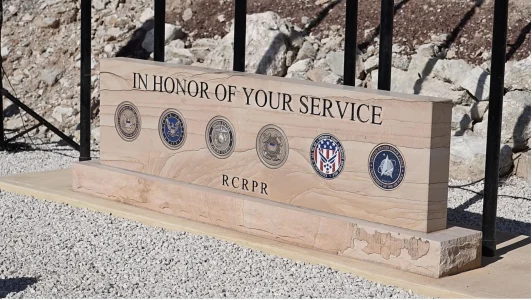 This 2,000-pound commemorative stonework